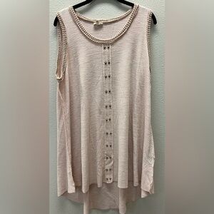 POL - Small - New Without Tags - Blush Sleeveless Blouse with Button Detail